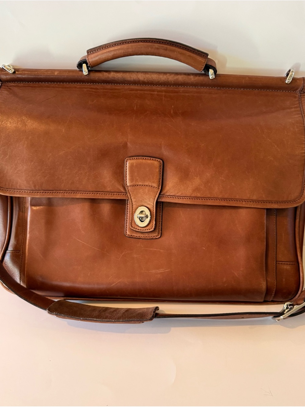 Coach Brown Leather Briefcase with Gold Hardware
